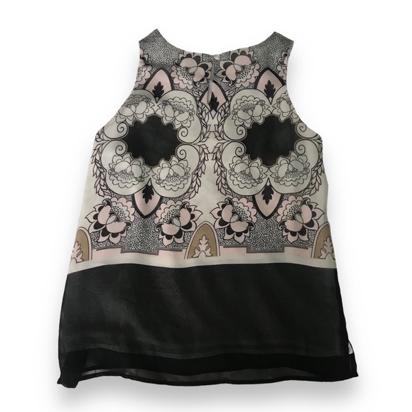 Cleo Sleeveless Two-Layer Pink/Light Black Blouse - Picture 4 of 10